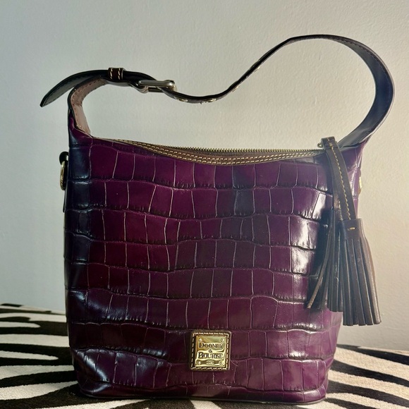 Dooney & Bourke Handbags - Dooney & Bourke Plum Croc-Embossed Shoulder Bag